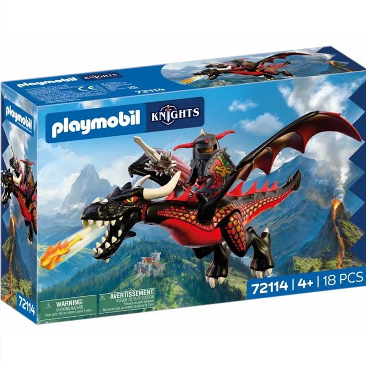 Playmobil Lovag fekete sárkánnyal figura 72114, fekete, 30x20x15cm