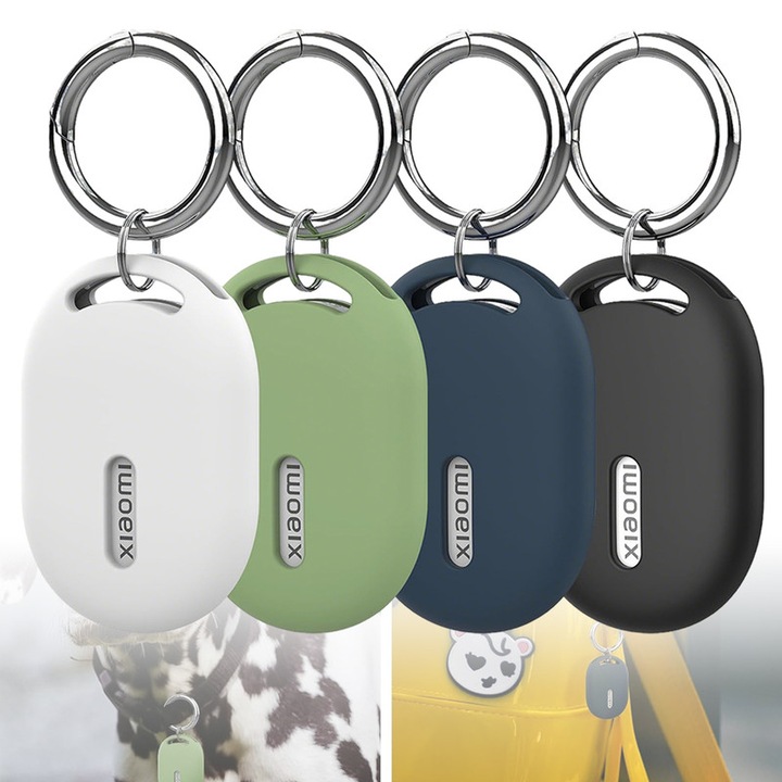 4 darabos készlet, Chucai tokok kompatibilisek a Xiaomi Smart Tag-gel, puha ütésálló szilikon, vízálló, fém kulcstartóval, Többszínű