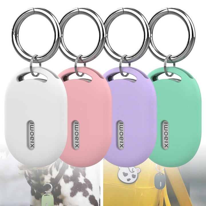 4 darab Chucai tok készlet Xiaomi Smart Tag-hez, puha szilikonból, ütés- és karcálló, fém kulcstartóval, többszínű, 4 x 1 db