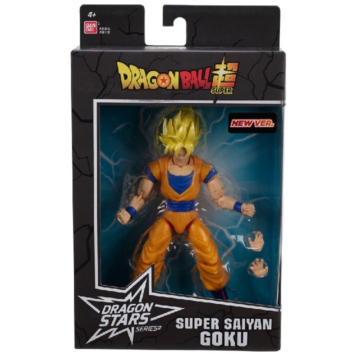 Екшън фигура/колекционерска фигура BANDAI Dragon Stars Series Super Saiyan Goku, артикулирана, със сменяеми ръце, оранжево/жълто, 1 бр