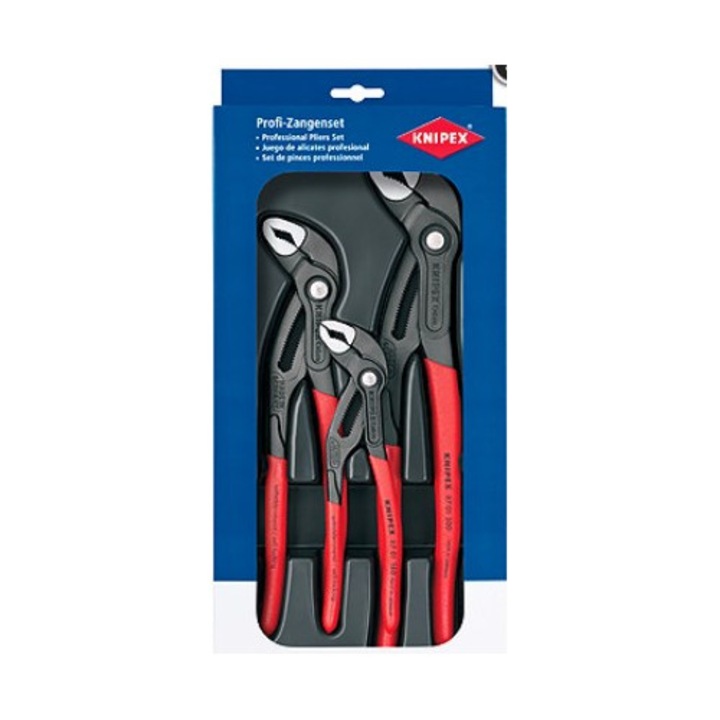 Комплект от 3 части, Клещи Knipex 00 20 09 V02, от легирана стомана, противоплъзгаща дръжка, червено/черно