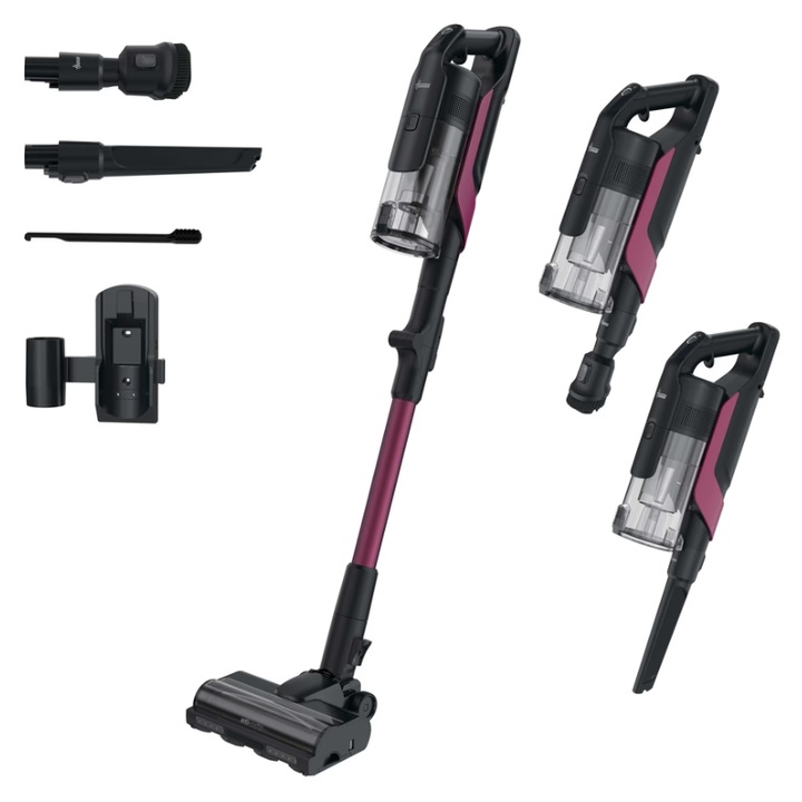 Aspirator Hoover HF610HX 011 fara fir, tip handstick vertical, autonomie 40 min, recipient praf 0.7 L, Negru