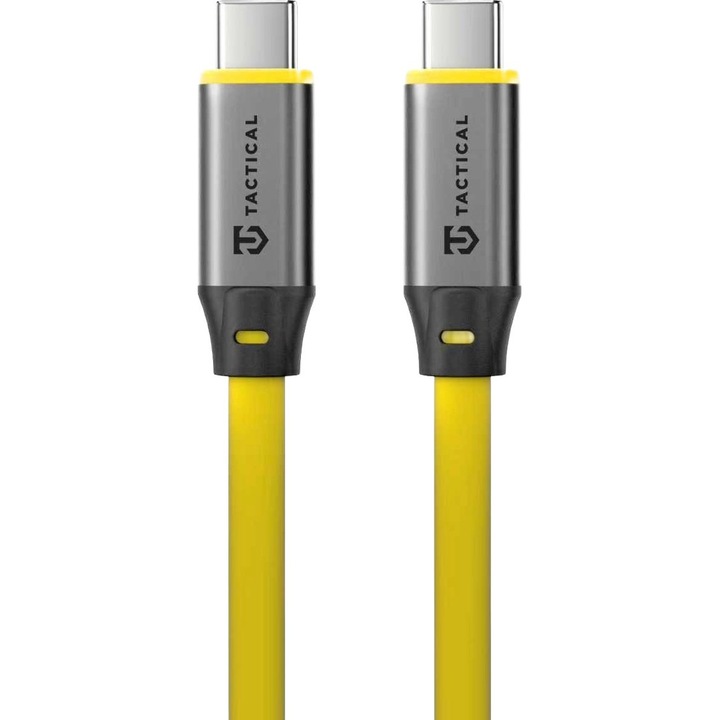 Cablu USB-C la USB-C Tactical Fat Man 2.0, cablu de incarcare, incarcare rapida 60W, miez 6mm din silicon fortificat, conectori din aliaj metalic, testat MIL-STD-810H, galben, 1m