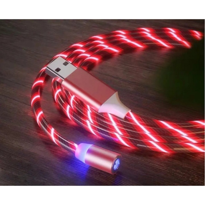 Cablu USB la Multiport Vivid magnetic rosu 1m