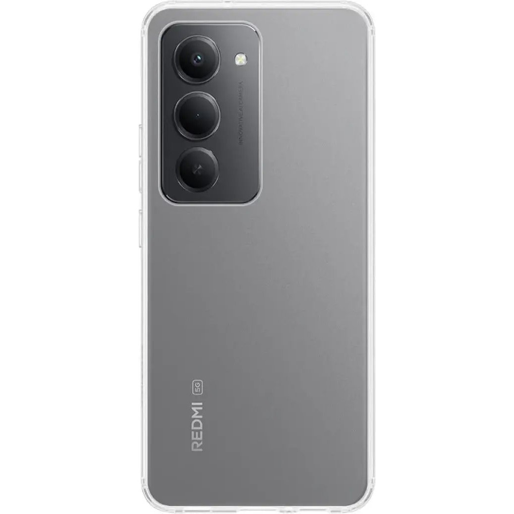 Set protectie smartphone Vivid Redmi 15 5G, husa gel din silicon transparenta si folie sticla tempered Full Face cu cadru negru, Transparent/Negru