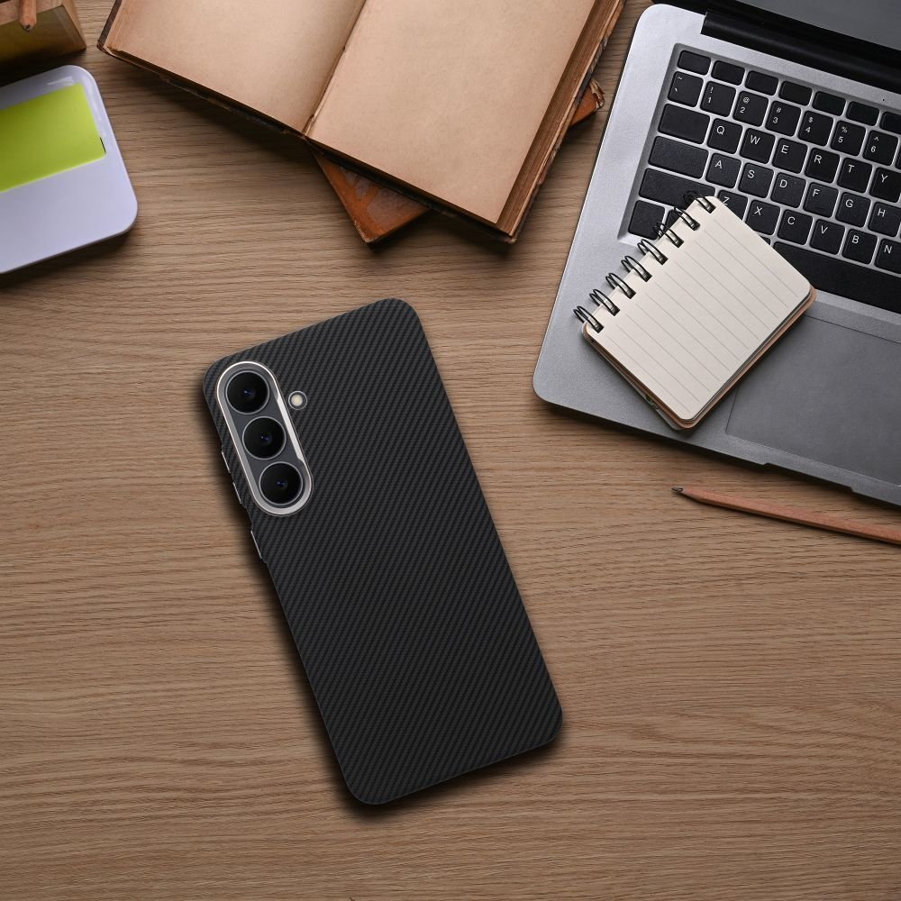 Husa/Carcasa Kevlar pentru Samsung A56, compatibila MagSafe, suprafata texturata, rezistenta la zgarieturi, profil slim, Negru