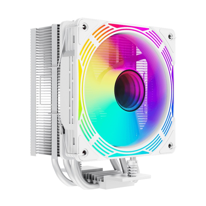 CPU hűtő Gamemax Ice Force, processzor hűtő RGB ventilátorral, léghűtés, fehér, 1 db