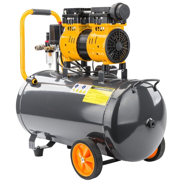 Compresor de Aer Profesional fara Ulei Powermat, 50L, 2.8kW (3.8 CP), 8 Bar, Ultra-Silentios (59 dB)