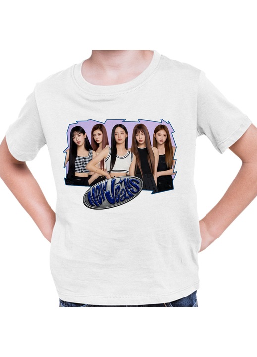 Gyerek Fiú Póló NewJeans Minji Hanni Kpop Merch, Fehér