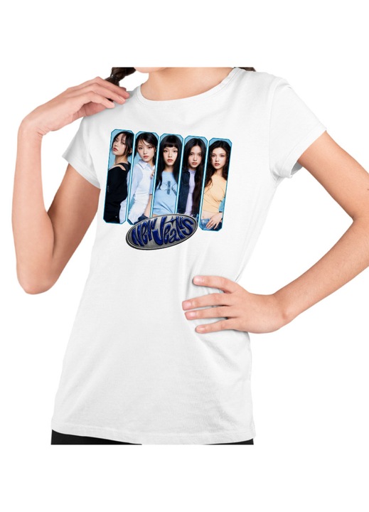 Gyerek Lány Póló NewJeans Kpop Merch, Fehér
