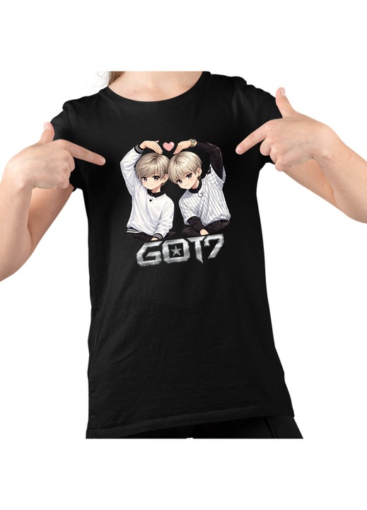 Gyerek Lány Póló Got7 Kpop Merch Cartoon, Fekete