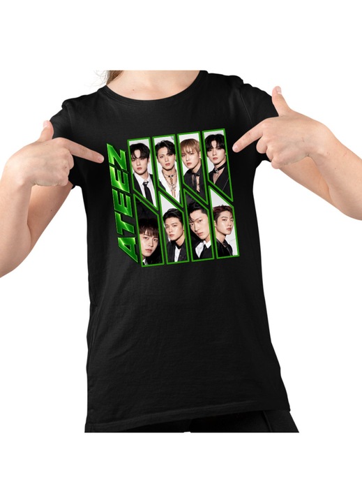 Gyerek Lány Póló Ateez Song Min-gi Kpop Merch, Fekete