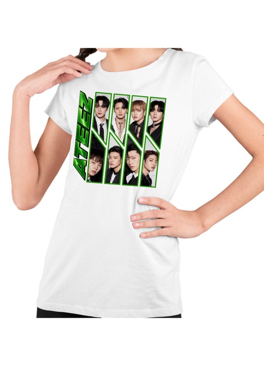 Gyerek Lány Póló Ateez Song Min-gi Kpop Merch, Fehér