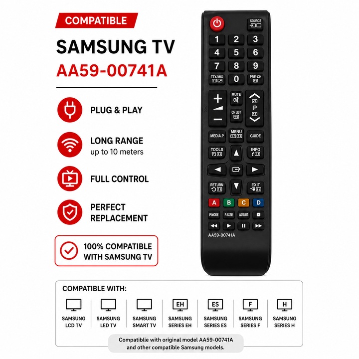 Távirányító Kompatibilis Samsung AA59-00741A VARENTIS™, LCD LED Smart TV, Plug & Play