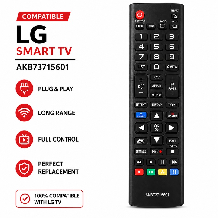 Távirányító Kompatibilis LG Smart TV AKB73715601 VARENTIS™, Teljes Vezérlés, Plug & Play