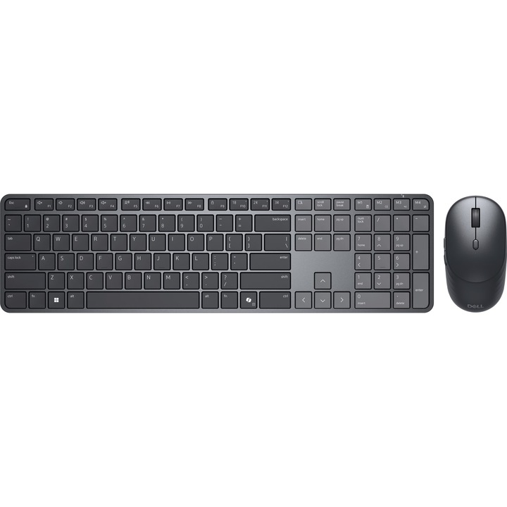 Set tastatura si mouse Dell Pro 7 KM726, subtire, layout estona (QWERTY), gri