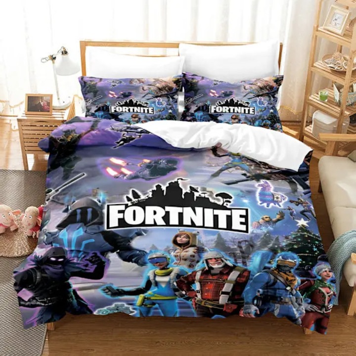 Fortnite ágyneműhuzat garnitúra, 3D digitális nyomtatás, tartalmazza a paplanhuzatot 135x200 cm és a párnahuzatot 50x75 cm, többszínű, 3 részes