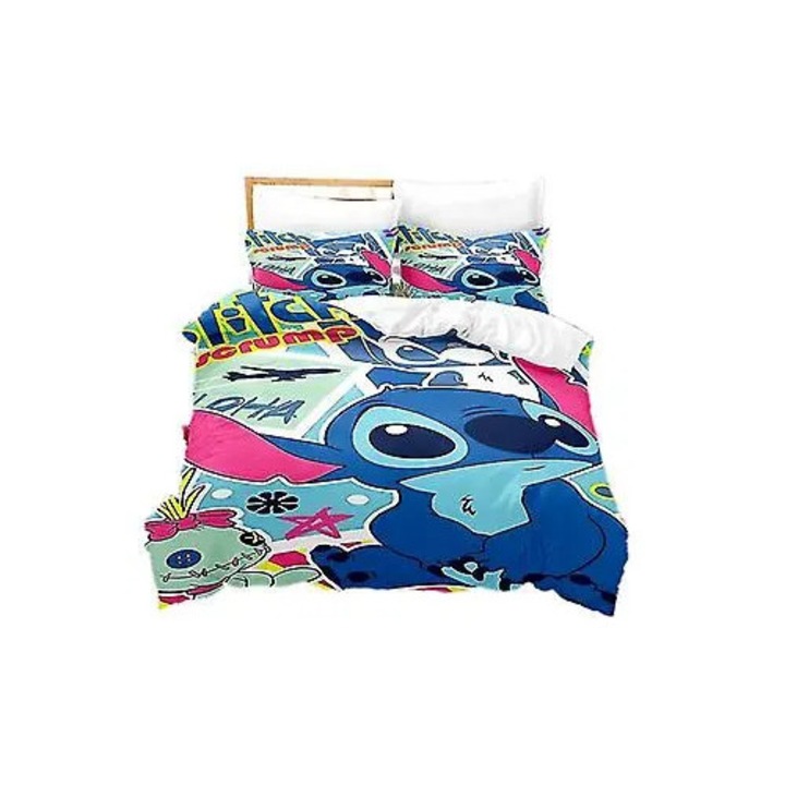 Set lenjerie pat copii digital print multicolor 180x200cm 3 piese