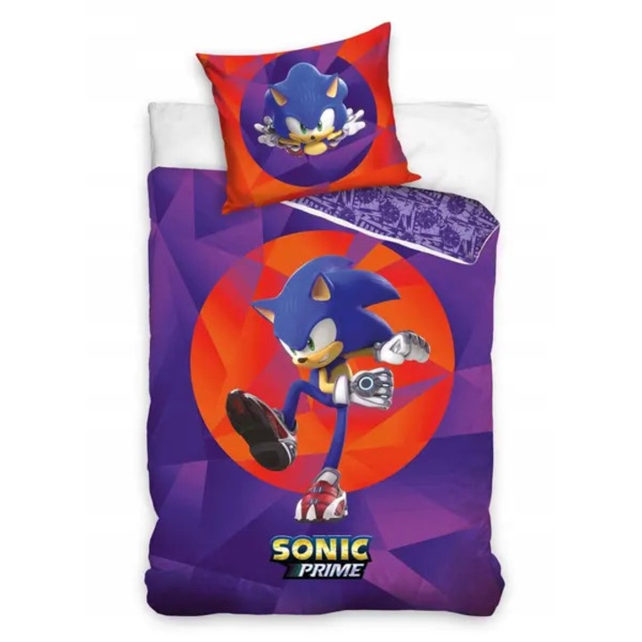 Sonic the Hedgehog Sonic Prime paplanhuzat szett párnahuzattal, 100% pamut, karakteres mintával, Többszínű, 140×200 cm / 70×90 cm
