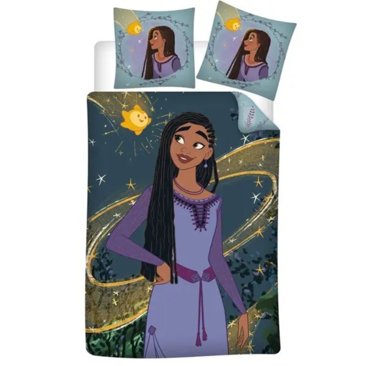 Ágynemű garnitúra, Disney Wish Serenity ágynemű szett, poliészter/pamut keverék 52% poliészter/48% pamut, paplanhuzat 140x200 cm, párnahuzat 65x65 cm, Többszínű, 2 részes