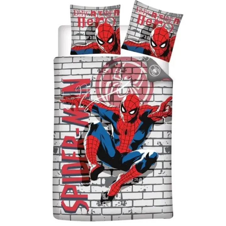 2 részes ágyneműhuzat garnitúra, Spiderman Downtown, poliészter-pamut, 140x200 cm + 65x65 cm, többszínű