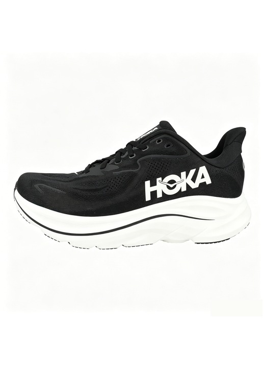Мъжки спортни обувки Hoka Clifton 10, Черно-бяла цветова комбинация (голяма черна зона), Бял / Черен