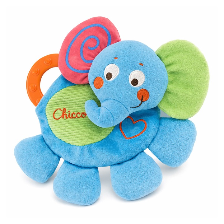 Jucărie moale pentru bebeluși Chicco Baby Elephant 21-99-399 1-109, Texturi și culori diferite, 25 x 20 cm, Multicolor