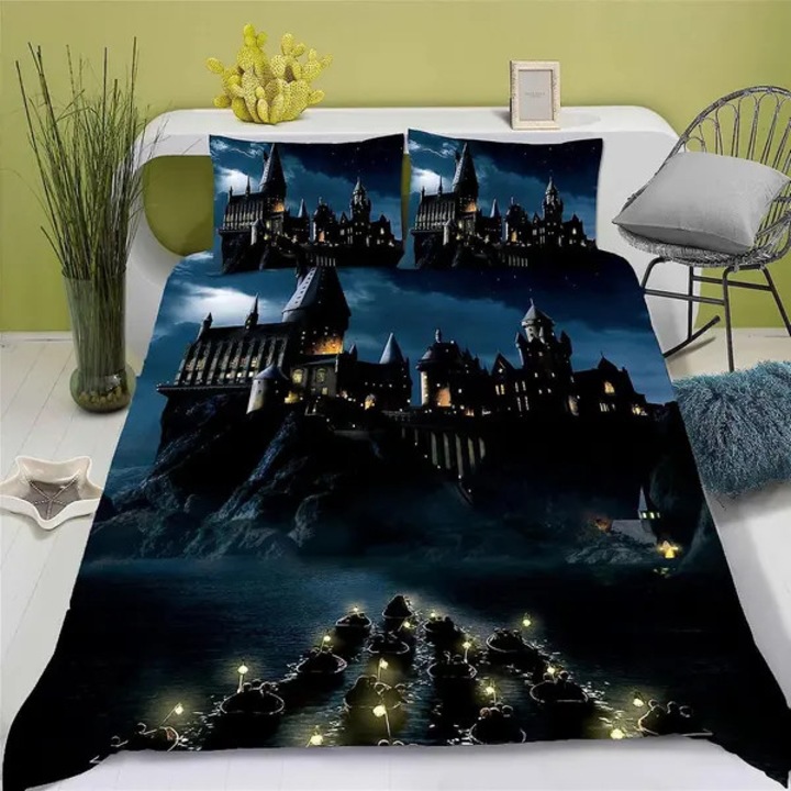 Ágyneműhuzat szett Castel, 100% mikroszálas, 3D nyomtatás, fém cipzárral és sarokpántokkal, gyerekeknek, többszínű, 180x210 cm, 1 paplanhuzat + 2 párnahuzat 50x75 cm