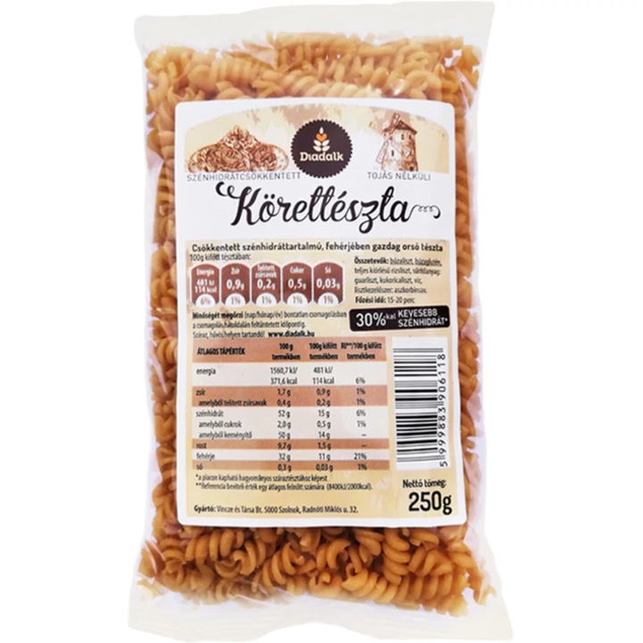 Diadalk Tojás nélküli, Diabetikus orsó tészta, 250 g