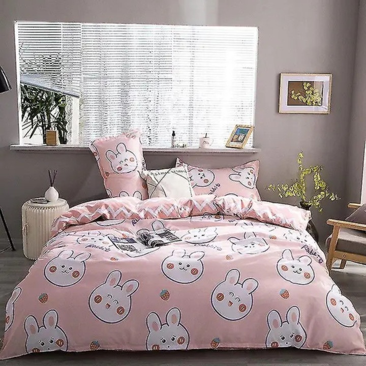 Snoopy 4 részes ágynemű garnitúra, puha textil anyag, kawaii rajzfilm minta, rózsaszín, paplanhuzat 180x220, lepedő 230x230, párnahuzat 48x74