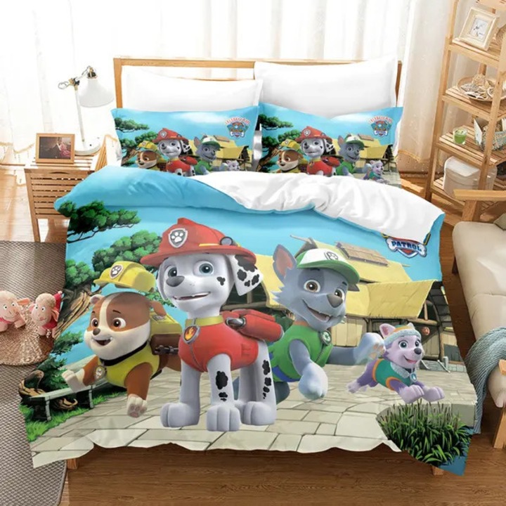 Ágyneműhuzat garnitúra és párnahuzat Style 15, 3D kutyás tematikus nyomtatással, felnőtteknek és gyerekeknek, többszínű, 150x200 cm + 50x75 cm, 1 szett (1 paplanhuzat + 1 párnahuzat)