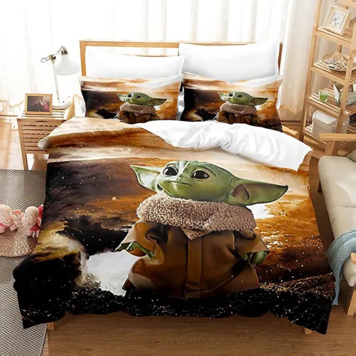 Mikroszálas ágynemű garnitúra, 3D Master Yoda, többszínű, 140x210cm
