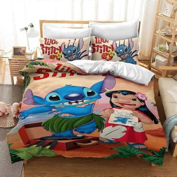 Gyermek ágyneműhuzat garnitúra, mikroszálas, LiloStitch mintás, többszínű, 220x240cm