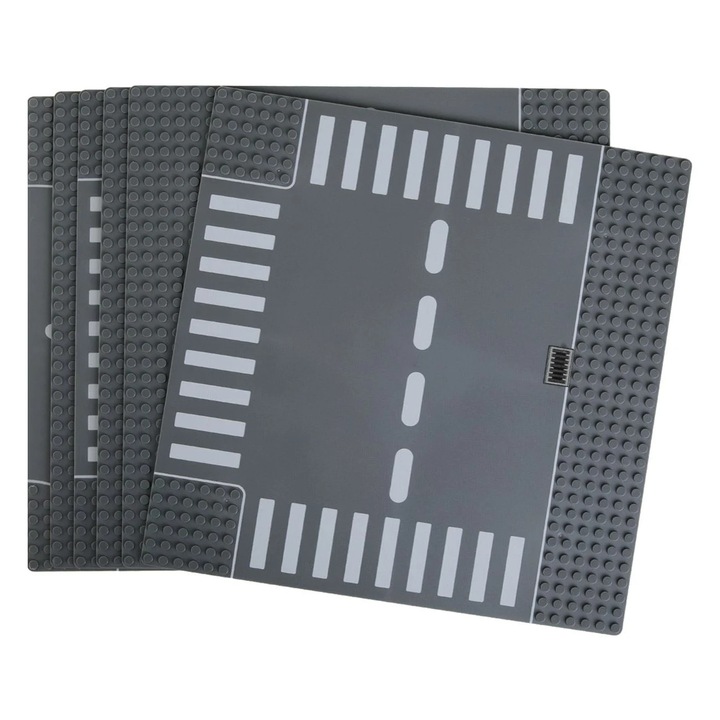 Set Placi Gri Albe cu Model Sosea pentru Caramizi de Constructie 25.5x25.5cm - 6buc