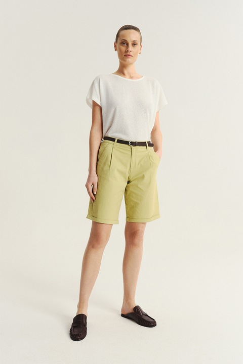GreenPoint, Pantaloni scurti chino cu o curea, Galben pai