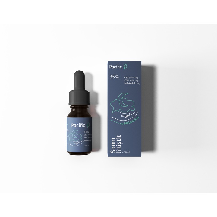 Cannabis olaj 35% Nyugodt Alvás, Kannabidiol + CBN + Melatonin, 10 ml, Pacific, Prémium, GMP