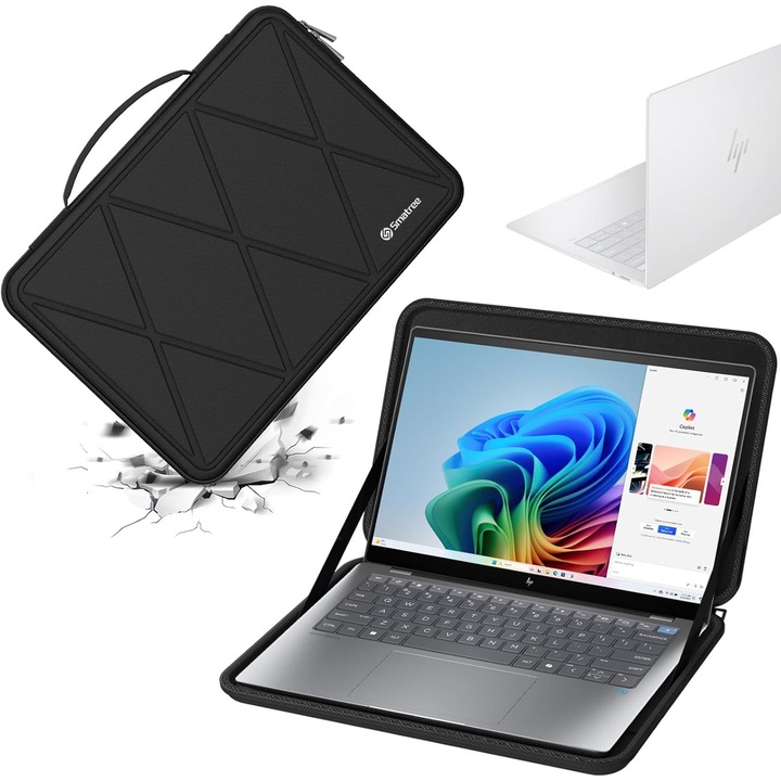Laptop védőtok, Smatree, kemény tok 14 hüvelyk, töltési kapacitás 31.7 x 22.1 x 2.7 cm, ütésálló, vízálló, fekete, cipzár, EVA anyag, nejlon