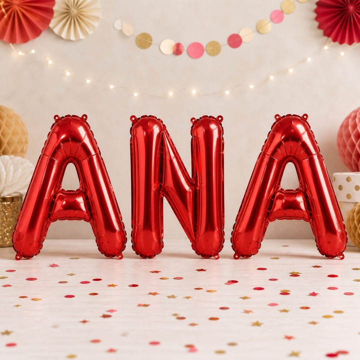 Метализирани фолиеви балони, Flippy, Комплект ANA, Хелий или Въздух, Включена сламка, 40 см, Червен