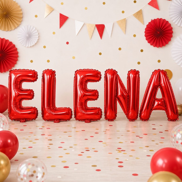 Метализирани фолиеви балони, Flippy, Комплект ELENA, Хелий или Въздух, Включена сламка, 40 см, Червен