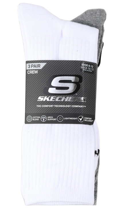Set sosete Unisex, Skechers 3pk Unisex Non Terry Crew S601102-107, Alb, 43-46, 3 buc