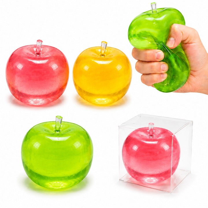 Mar Squishy Antistres, 8 cm, Jucarie Senzoriala Elastica, Transparenta, Culori Asortate, Ambalaj Individual