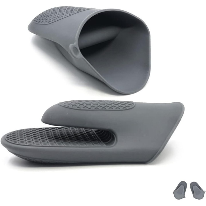 Manusi de cuptor din silicon, rezistente la caldura, gri, mini 15x10cm
