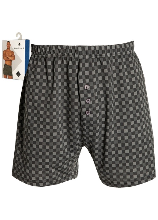 Férfi Boxeralsó, Moraj, Prémium Pamut, Laza Comfort Fit Modell, Klasszikus Kockás Design, Puha, Légáteresztő Anyag, Kényelmes Gumírozott Derék, Funkcionális Gombok, Ideális Alváshoz és Pihenéshez, Ajándék Csomagolás, Szürke, Szürke