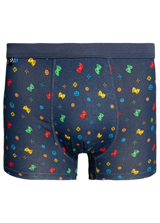 Férfi Boxeralsó, Moraj, Prémium Pamut Elasztánnal, Kényelmes, Testhezálló Regular Fit Modell, Gaming Mintás Színes Kontrollerrel, Puha Gumírozott Derékpánt, Légáteresztő Rugalmas Anyag, Elegáns Ajándék Doboz, Kék, Kék