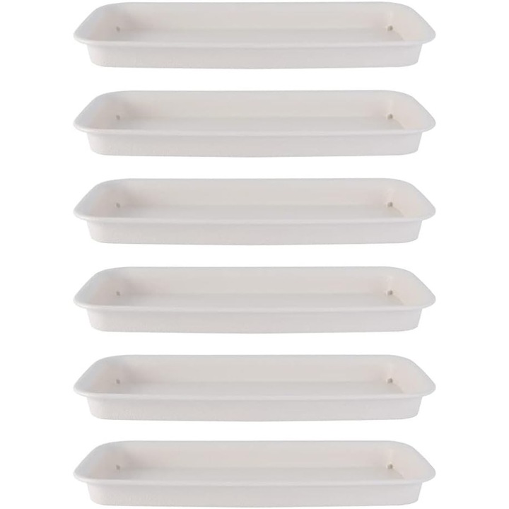Hemoton alátét virágcseréphez, téglalap alakú, 33x14 cm, 6 darabos szett, fekete, PP anyag, vízálló, könnyű, beltéri és