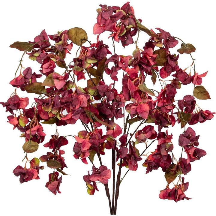 Műnövény függő, Briful, bougainvillea, 120 cm, bordó, selyemvirágok, hajlítható szárak, beltéri és