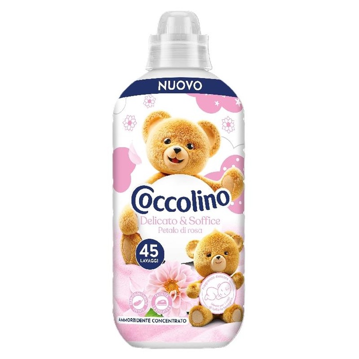 Coccolino Delicato & Soffice öblítő koncentrátum Petalo di Rosa – 952 ml, 45 Mosás- Romantikus rózsaszirom illat