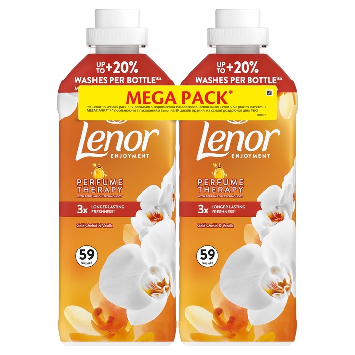 Lenor Öblítő Gold Orchid DUO 2 x 1, 239 L - prémium orchidea illat, gazdaságos kiszerelés