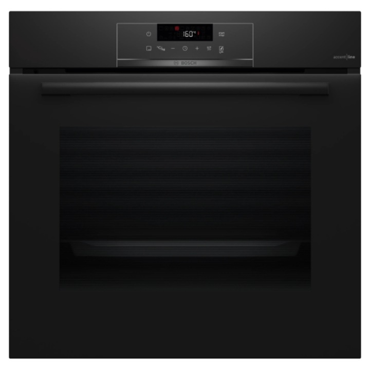 Cuptor incorporabil Bosch Seria 4, 71 l, Air Fry, Autocuratare Pirolitica si Hidrolitica, Convectie Aer Fierbinte, Pizza, Grill, Clasa A+, Negru, 60 cm