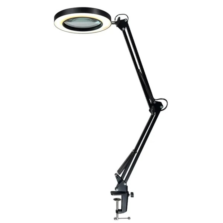 Lampa LED cu lupa, suport prindere, 12 W, marire 10 x, lumina calda/rece/neutra, 3000-6000K, reglare intensitate, negru